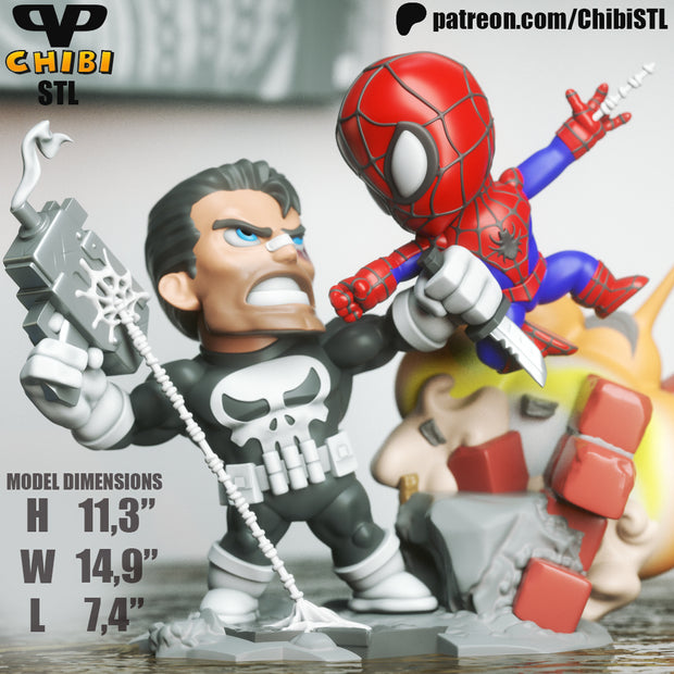 Spider-Man vs Punisher Chibi