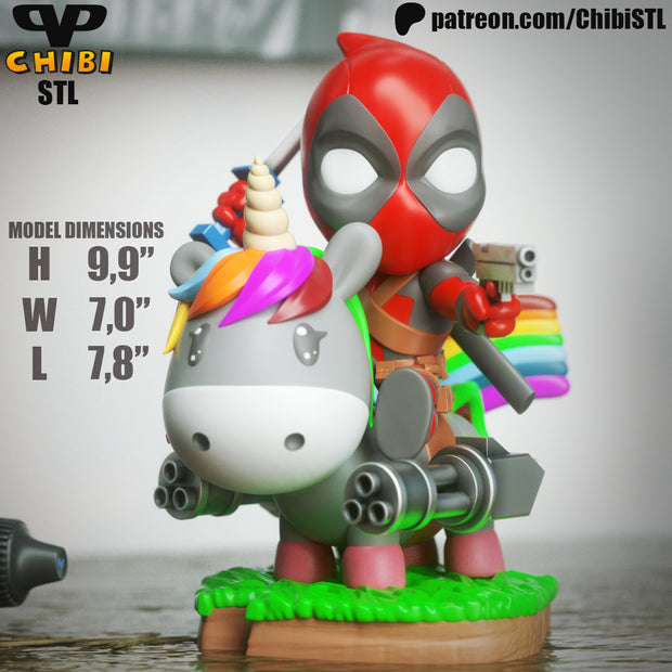 Deadpool on Unicorn Chibi  3DXM