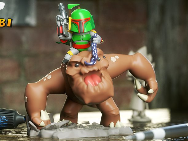 Boba Fett on Rancor  3DXM