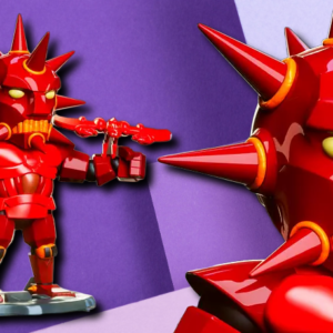 Red Spiky Warrior Chibi Action Figure – 3D Printed Desk Decor & Gaming Collectible