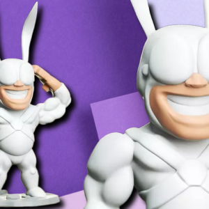 Saluting Bunny Hero 3D Printed Figurine | Quirky Desk Decor & Gaming Statue