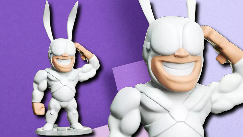Saluting Bunny Hero 3D Printed Figurine | Quirky Desk Decor & Gaming Statue