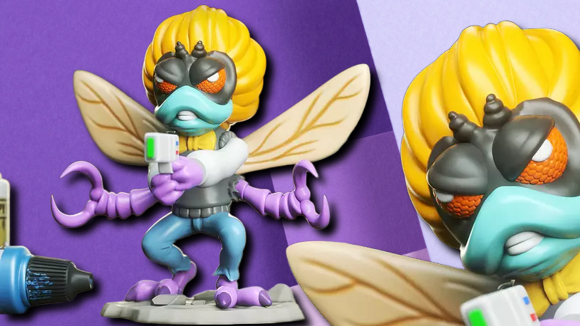Bait-Man Retro Cartoon Fly Villain 3D Printed Collector Miniature