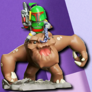 Chibi Boba Fett Riding Rancor 3D Printed Statue – Unique Star Wars Fan Gift