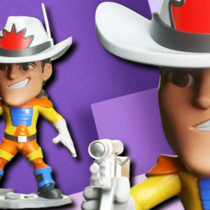 Retro Space Cowboy Stylized Miniature – High-Detail Sci-Fi Desk Figurine