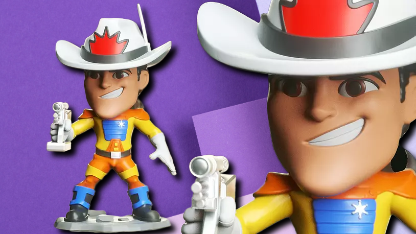 Retro Space Cowboy Stylized Miniature – High-Detail Sci-Fi Desk Figurine