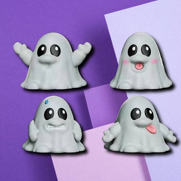 Cute Ghost Miniature Figurine Set – Adorable Desktop Decor & Collectible 3D Printed Toys