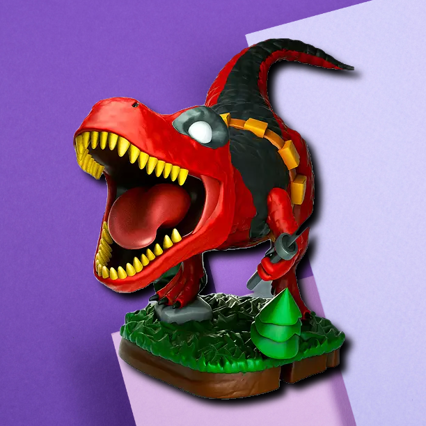 3D Printed Stylized T-Rex Dinosaur Desktop Figurine and Gaming Miniature