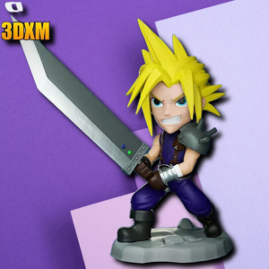 Final Fantasy VII Cloud Strife Chibi 3D Printed Figure | FF7 Collectible Statue