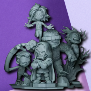 Fantastic Four & Dr. Doom Chibi Diorama | 3D Printed Marvel Collectible Figure