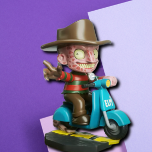 Freddy Krueger on Scooter Chibi Horror Figurine | Nightmare on Elm Street Desk Decor