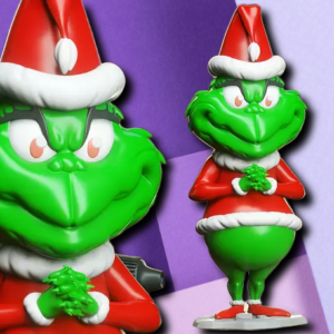 Grinch Holiday Statue - Festive 3D Printed Desk Decor & Christmas Gift