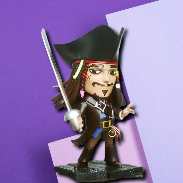 Chibi Captain Jack Sparrow Pirate Collectible Figurine - High Detail Desk Display Model