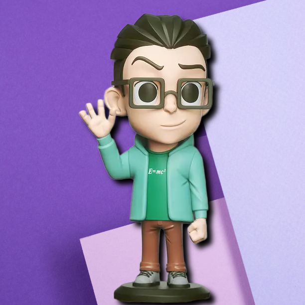 Geeky Scientist Chibi Figurine | Physics Nerd Desk Decor & Collectible