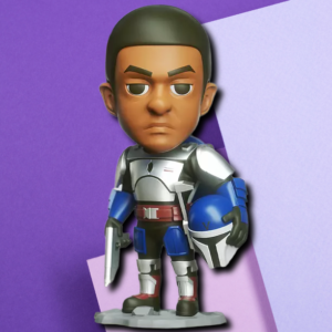 Mandalorian Warrior Chibi Figure – Premium Star Wars Inspired Collectible Desk Decor