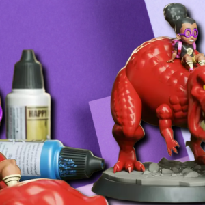 Dino Rider Adventure Figure: Hand-Painted 3D Printed Desk Statue