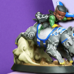 Chibi Rhino Rider Fantasy Miniature | 3D Printed Gamer Desk Statue