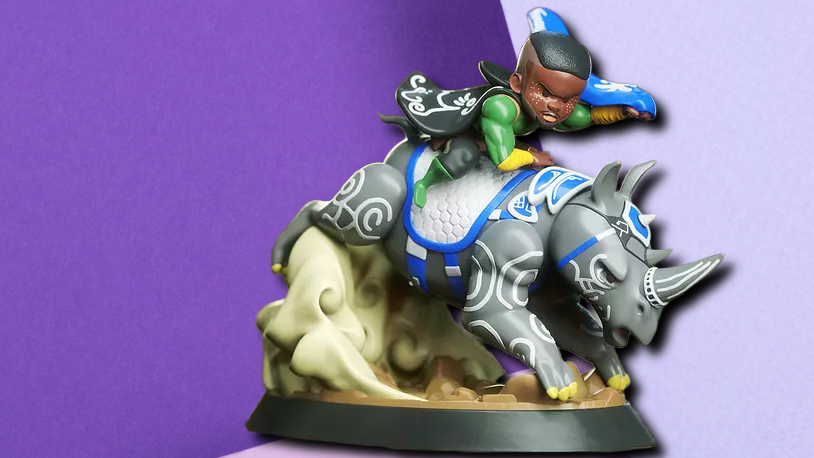 Chibi Rhino Rider Fantasy Miniature | 3D Printed Gamer Desk Statue