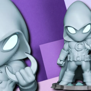 Chibi Moon Knight 3D Printed Figurine - Collectible Desktop Statue