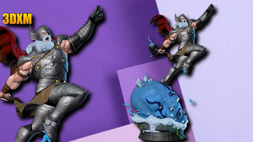 Thunder God Viking Warrior 3D Printed Statue | Mythological Gaming Miniature