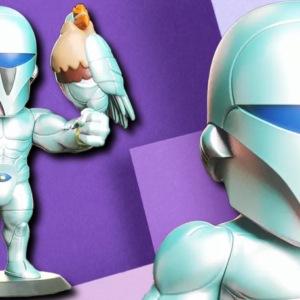 Cosmic Falcon-Knight Chibi Figurine | High-Detail Sci-Fi Collector Sculpture