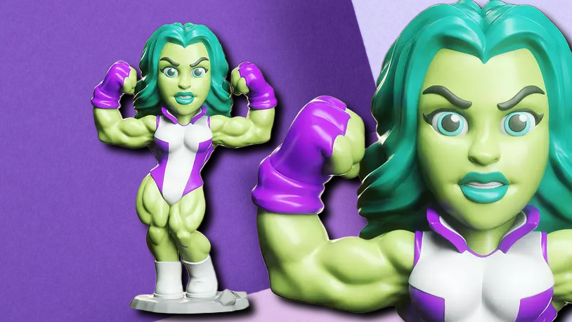 She-Hulk Stylized 3D Printed Desk Statue & Gaming Miniature