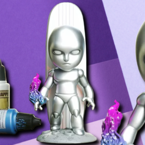 Chibi Silver Surfer Cosmic Surfer 3D Printed Collectible Figure
