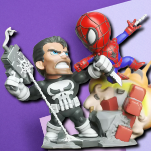 Chibi Punisher vs. Spider-Man Marvel Hero Battle 3D Printed Statue