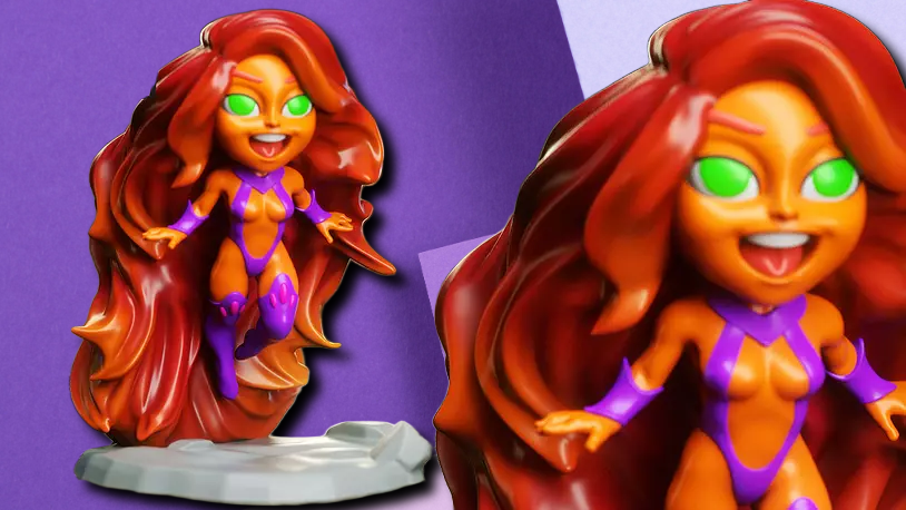 Starfire Chibi Fan Art Statue - Premium Hand-Painted DC Comics Collectible