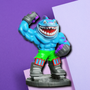 Street Shark Muscular Rollerblading Statue | Hand-Painted Desk Decor