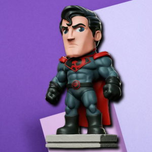 Red Son Superman Chibi Collectible Figure - 3D Printed Desk Statue