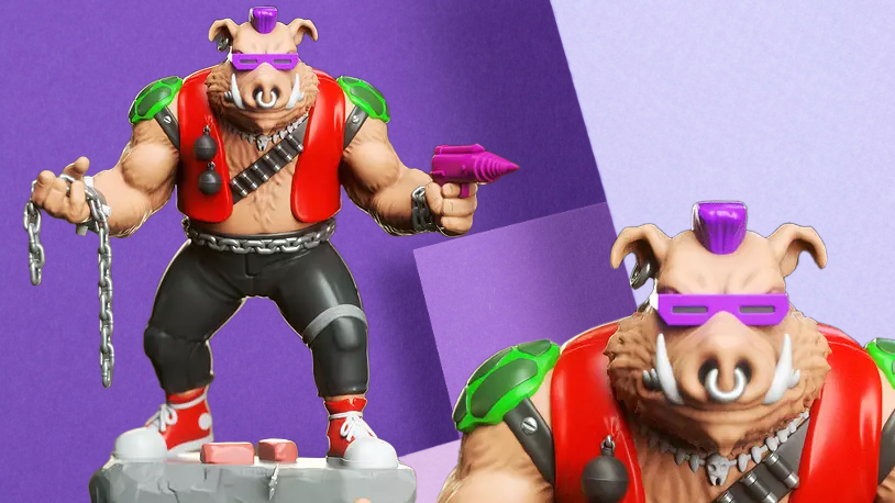 Retro Mutant Pig Warthog 3D Printed Gaming Miniature - 80s Nostalgia Desk Decor