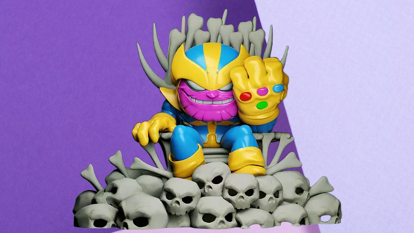 Thanos on Skull Throne 3D Printed Statue | Marvel Supervillain Desk Decor