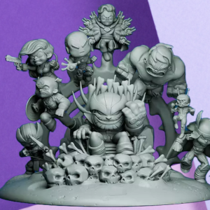 Chibi Avengers vs. Thanos Diorama 3D Printed Statue for Collectors