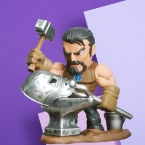 Chibi Blacksmith Warrior Handcrafted Resin Desk Figurine & Tabletop Miniature