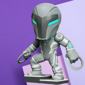 Cyber-Tech Warrior Chibi Figurine | Sci-Fi 3D Printed Desk Decor & Gaming Collectible