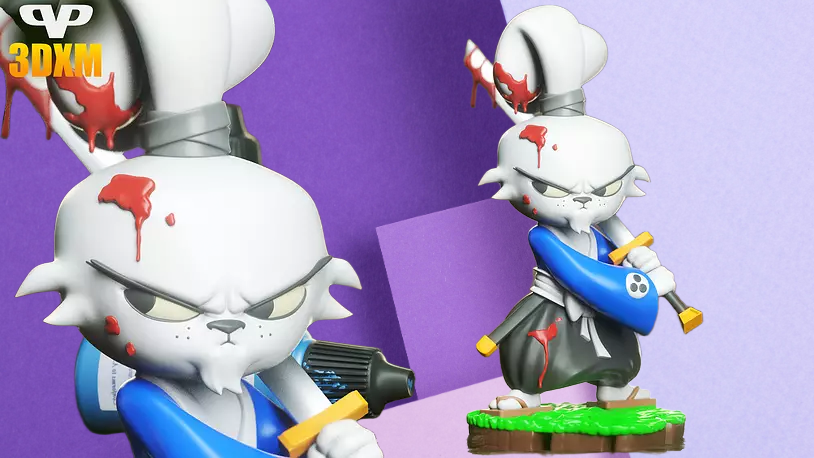 Samurai Rabbit Warrior 3D Printed Statue | Stylized Anime Gaming Figurine