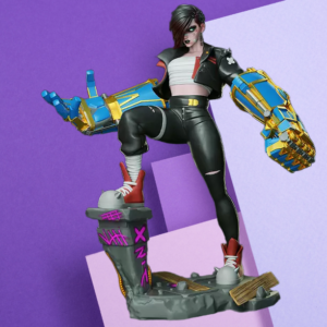 Cyberpunk Brawler Resin Figurine – High-Detail Gaming Desk Statue & Collectible
