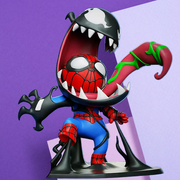 Chibi Venom vs. Spider-Man 3D Printed Statue | Marvel Collector's Desk Decor