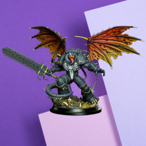 Venom-Infused Space Marine Chaos Lord Miniature | Premium 3D Printed Desk Display