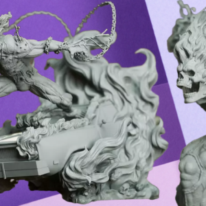 Ghost Rider Hellfire Charger Resin Statue - Detailed Fantasy Action Miniature for Display and Gaming