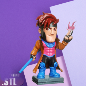 Gambit X-Men Chibi 3D Printed Statue - Stylized Mutant Hero Figure
