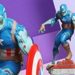 Zombie Captain America Marvel Action Figure 3D Printed Statue Collector's Display