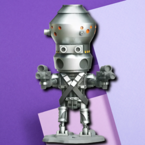 Retro Sci-Fi Droid Statue: 3D Printed Industrial Robot Figurine