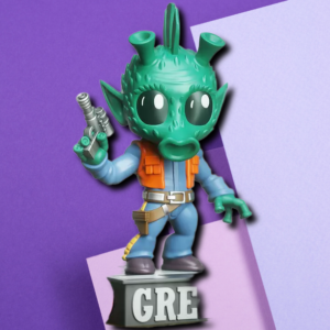 Rodian Bounty Hunter Stylized Collectible Figure | Sci-Fi Desk Decor