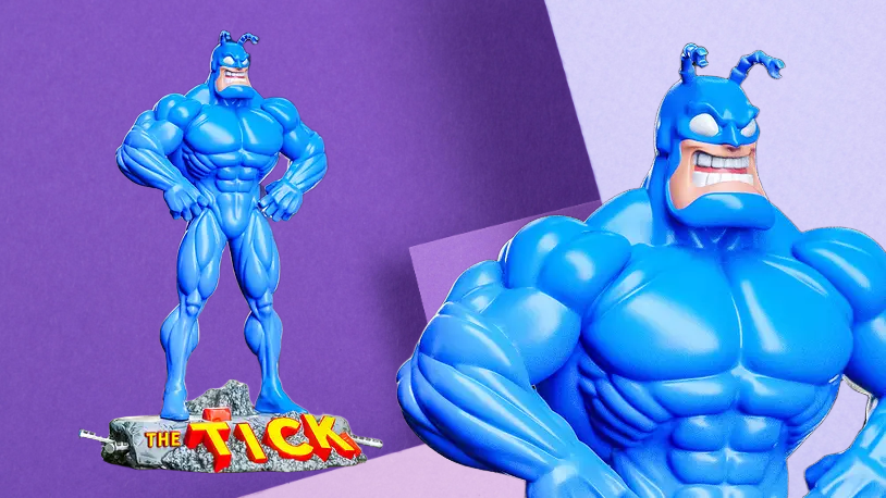 The Tick 3D Printed Statue – High-Detail Superhero Desk Showpiece