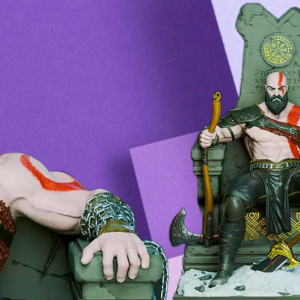 God of War Kratos on Throne 3D Printed Statue - Premium Gaming Collectible