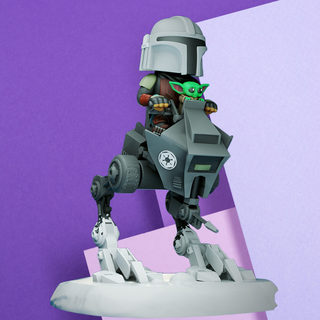 Mando and Grogu Chibi Walker